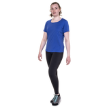 Mountain Equipment Tempi Women's Tee Outdoor Action Vivid Blue - Full Front View on Model