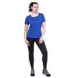 Mountain Equipment Tempi Women's Tee Outdoor Action Vivid Blue - Full Front View on Model