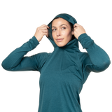 Mountain Equipment Glace Women's Hooded Top Outdoor Action Majolica Blue - Relaxed fit hood