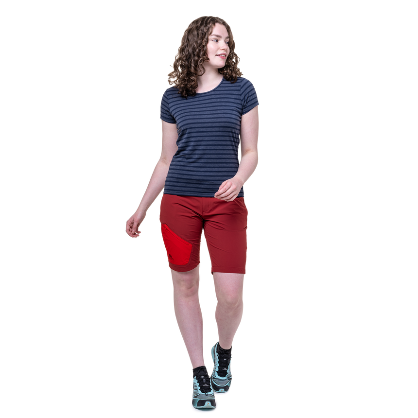 Mountain Equipment Comici Women's Short Outdoor Action Deep Merlot/Chili -  Full View on Model