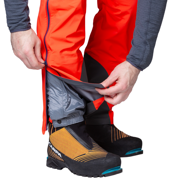 Mountain Equipment Tupilak Men's Pant Outdoor Action Cardinal Orange -Zip-out internal snow gaiters