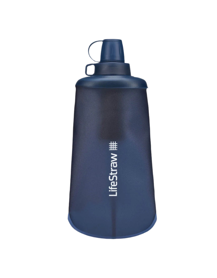 Lifestraw Peak Series Collapsible Squeeze Bottle Mountain Blue 0.65L- Front