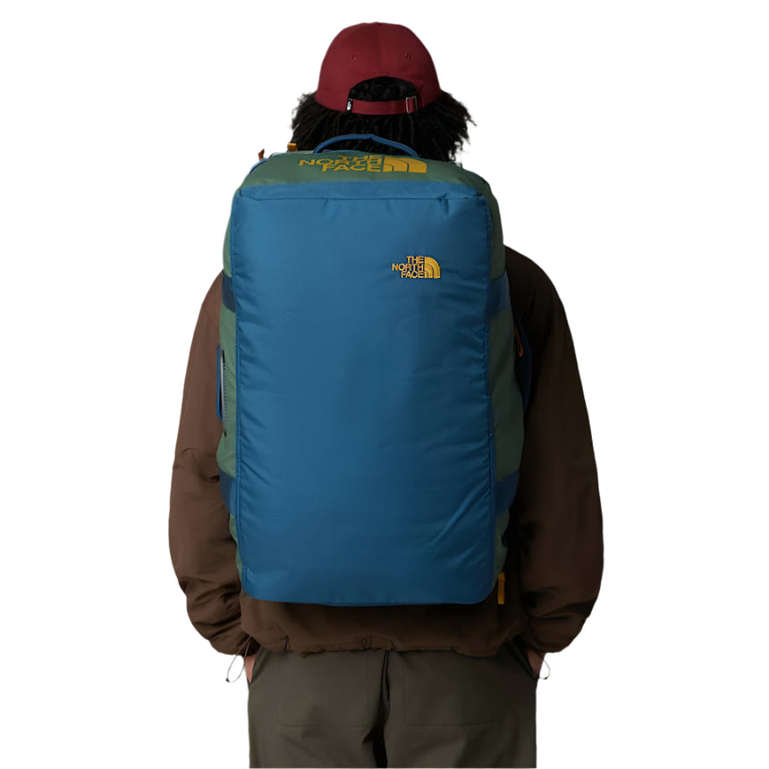 The North Face Base Camp Voyager Duffel—62L Outdoor Action  DCKGRN-SHADYBLUE- Back fit