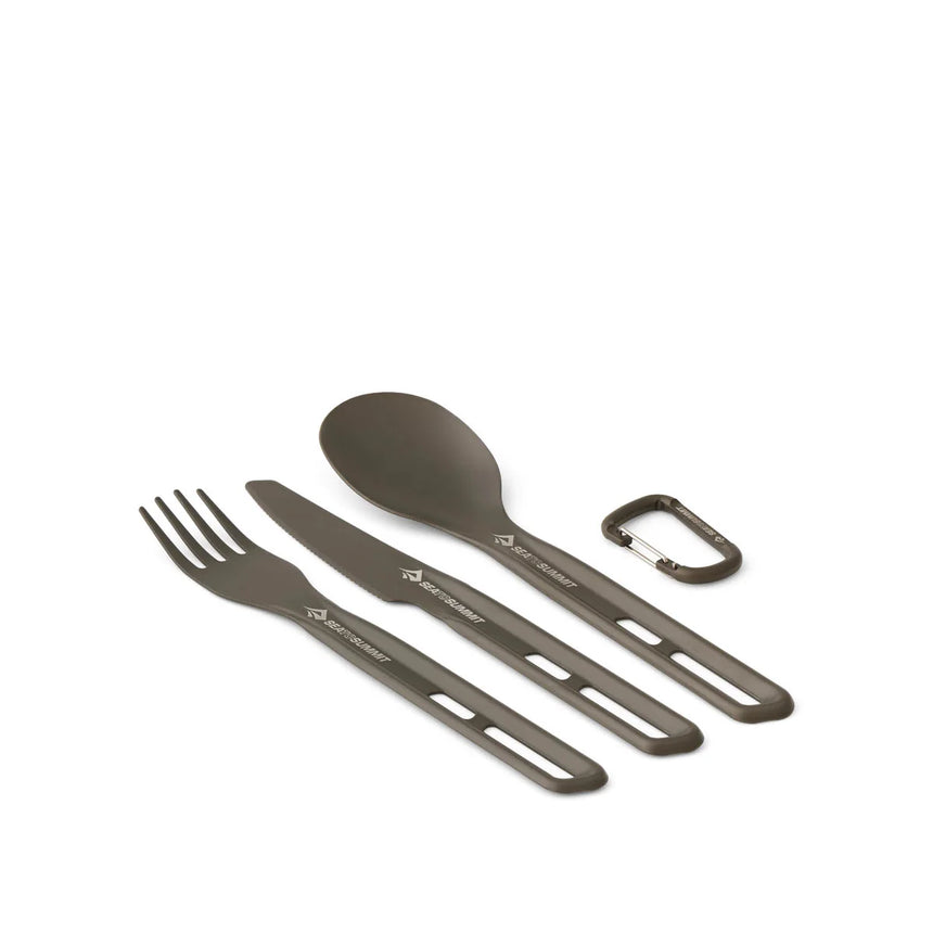 Frontier Ultralight Cutlery Set - Fork, Spoon & Knife Outdoor Action Grey- w/ mini-carabiner