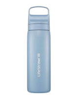 Lifestraw Go Series Stainless Steel Water Filter Bottle 18oz Outdoor Action Icelandic Blue- Front