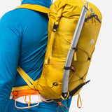 Mountain Equipment Orcus 22+ Backpack Outdoor Action Sulphur - Full back close up model image