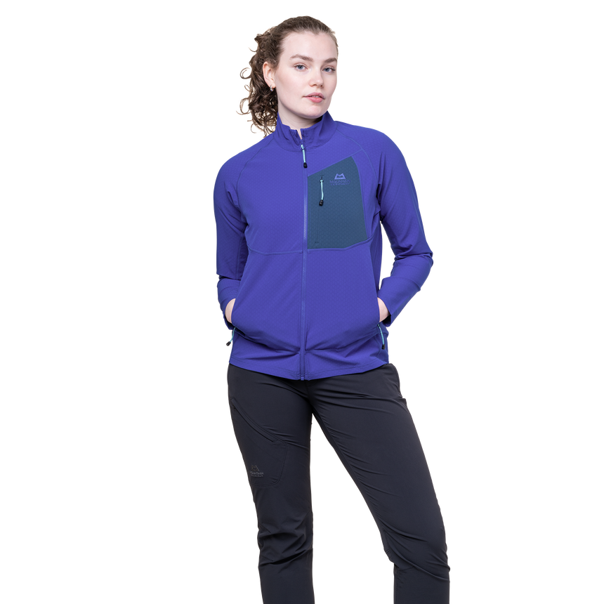 Mountain Equipment Arrow Women's Jacket Outdoor Action Clematis/Dusk - 2 zipped hand pockets 