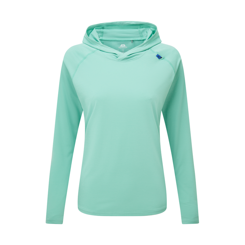 Mountain Equipment Glace Women's Hooded Top Outdoor Action Aqua - Front