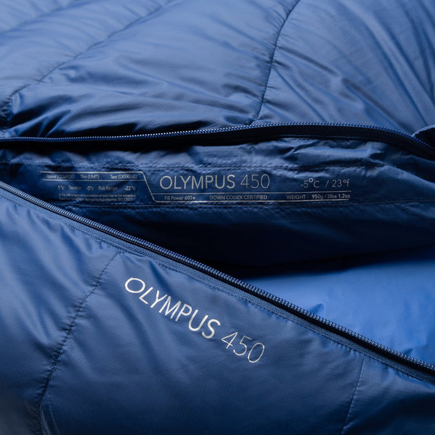 Mountain Equipment Olympus 450 Sleeping Bag Outdoor Action Admiral Blue - Mid-level side seams