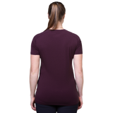 Mountain Equipment  Headpoint Women's Tee Outdoor Action Raisin - Back Fit on Model