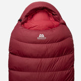 Mountain Equipment Olympus 300 Women's Sleeping Bag Outdoor Action Rhubarb - Shaped hood