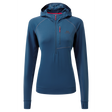 Mountain Equipment Aiguille Hooded Women's Top Outdoor Action Majolica Blue - Front