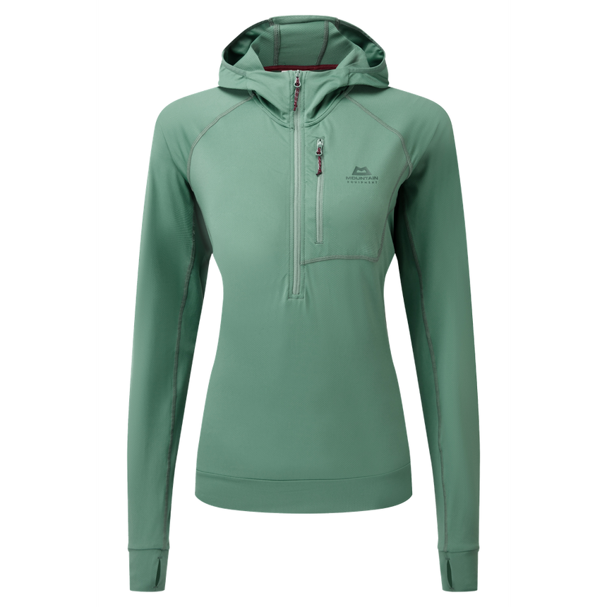 Mountain Equipment Aiguille Hooded Women's Top Outdoor Action Sage - Front