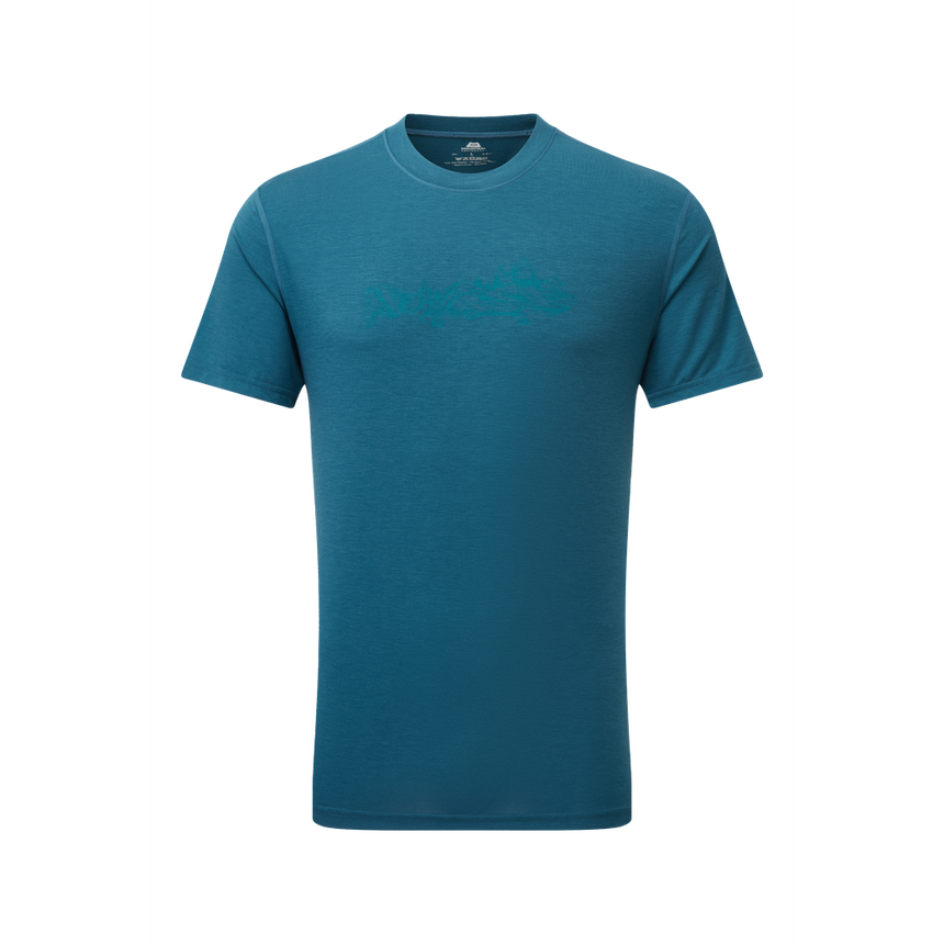 Mountain Equipment Groundup Skyline Men's Tee Outdoor Action Majolica Blue - Front