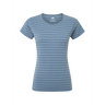 Mountain Equipment Groundup Stripe Women's Tee Outdoor Action Bluefin Stripe - Front