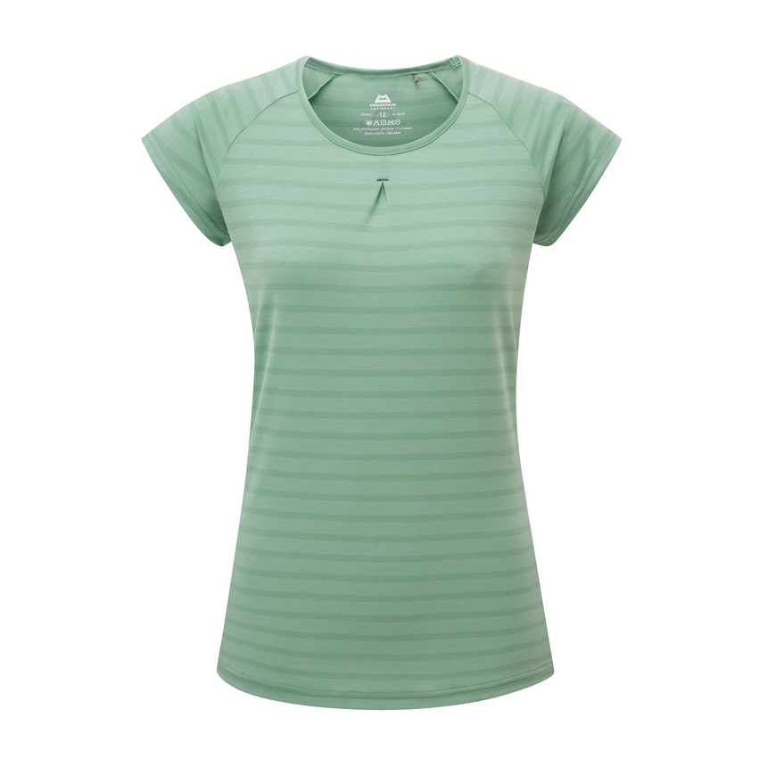 Mountain Equipment Equinox Women's Tee Outdoor Action Lichen Stripe - Front