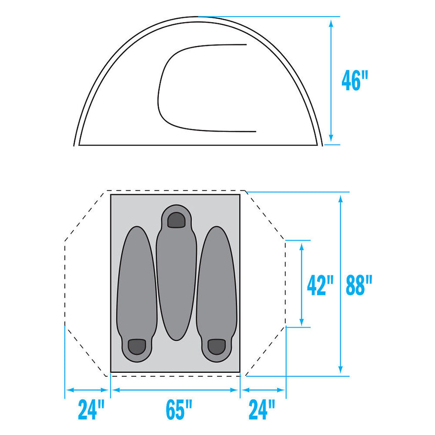 The North Face Stormbreak 3 Tent dimensions