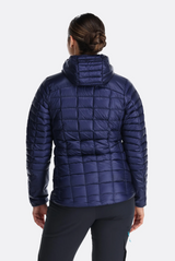 Rab Women's Mythic Alpine Light Down Jacket Outdoor Action Patriot Blue - Back Fit on Model