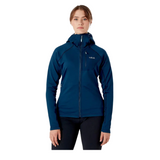 Rab Women's Superflux Hoody Outdoor Action Atlantis/Pine - Front Fit on Model