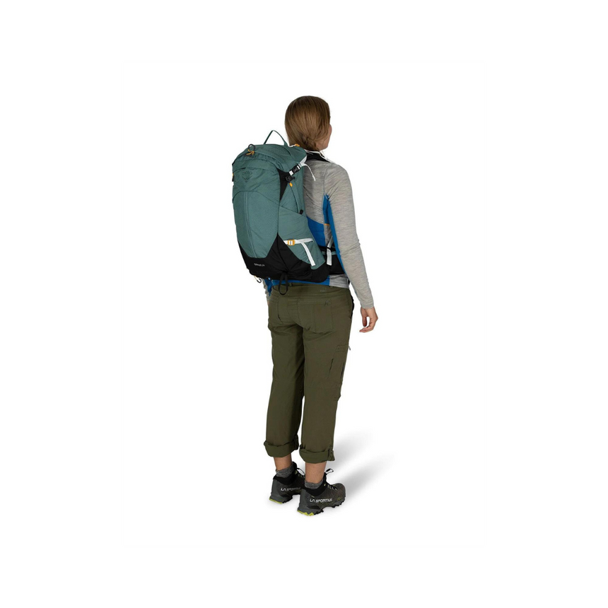 Osprey Sirrus 24 Backpack Outdoor Action Succulent Green - Back Fit Angled
