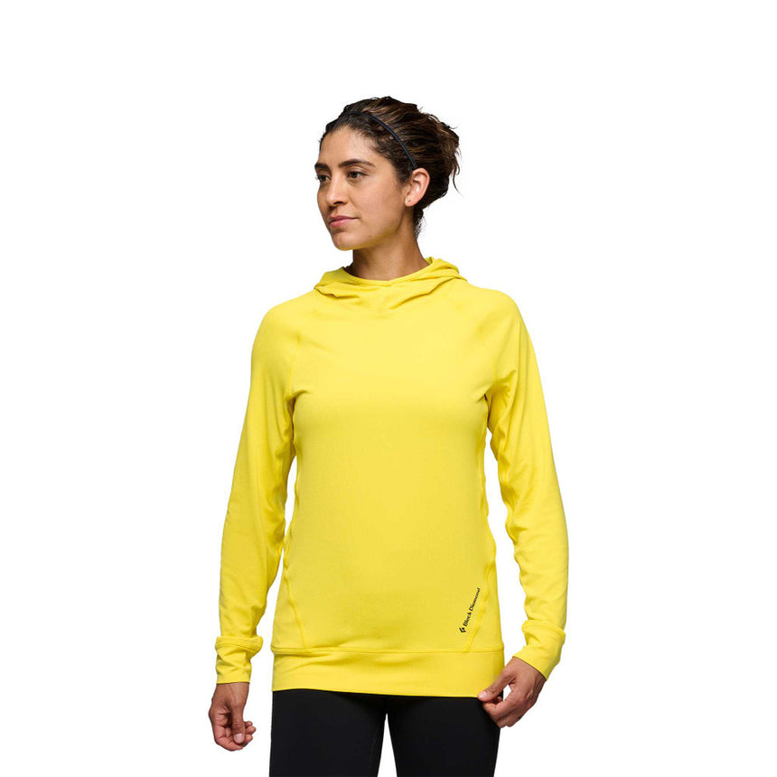 Black Diamond Alpenglow Hoody L/S (F19) Women Outdoor Action Clean Yellow- Front Fit