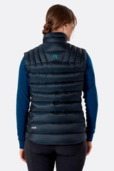 Rab Women's Electron Pro Down Vest Outdoor Action Beluga - Back Fit on Model