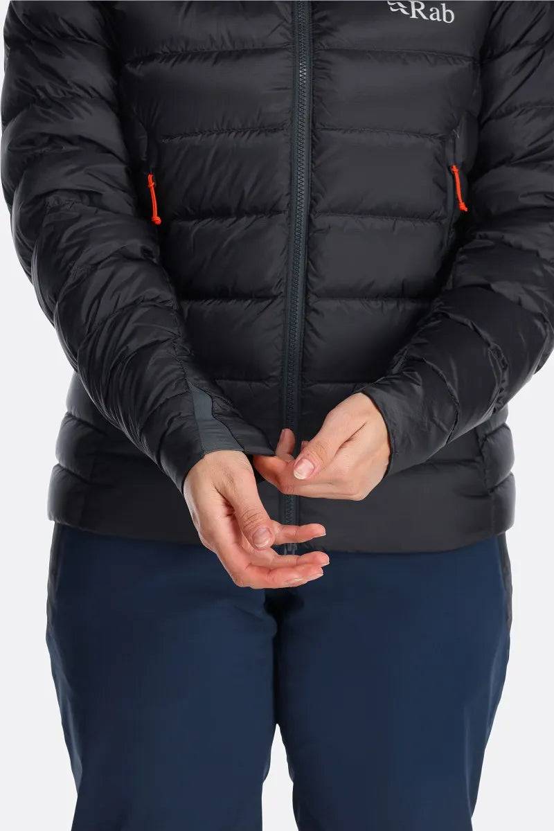 Rab Women's Electron Pro Down Jacket Outdoor Action Beluga - Stretch Panel Cuff