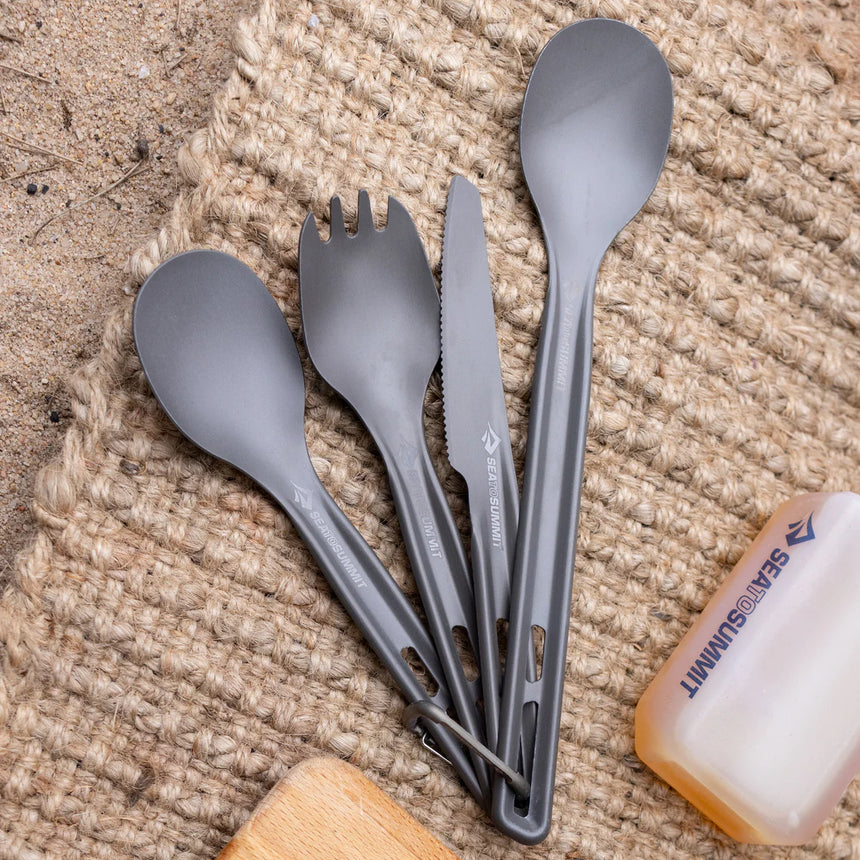 Sea to Summit Frontier Ultralight Cutlery Set - Spork & Knife Outdoor Action Grey- with spoons