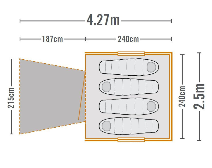 Kiwi Camping Hihi 4 Ezi-Up Tent floor plan