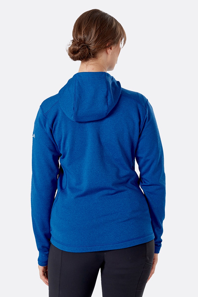 Rab Women's Geon Hoody Outdoor Action Deep Ink - Back Fit on Model