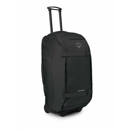 Osprey Sojourn™ 28"/80L Wheeled Travel Pack Outdoor Action Black - Front Angled with Handle