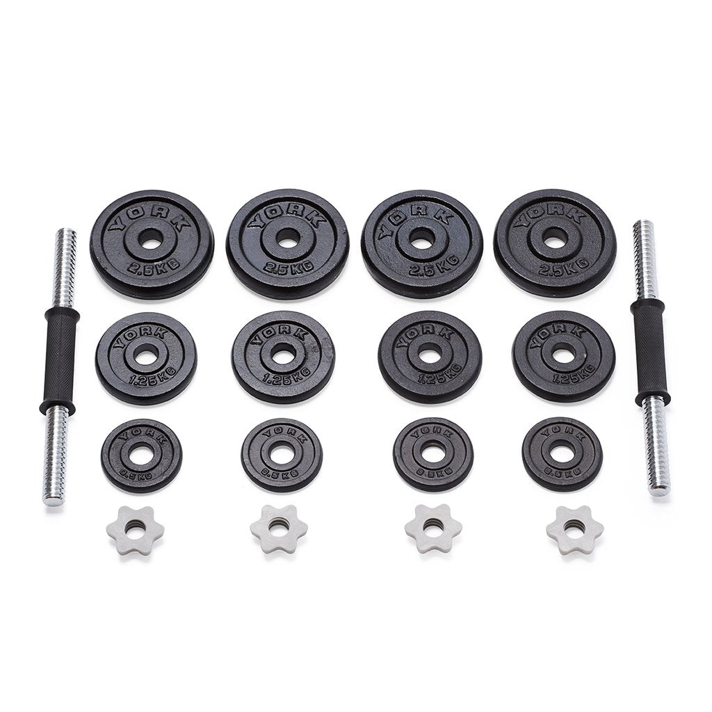 York Cast Iron Plate Dumbbell Set 20kg Outdoor Action NZ