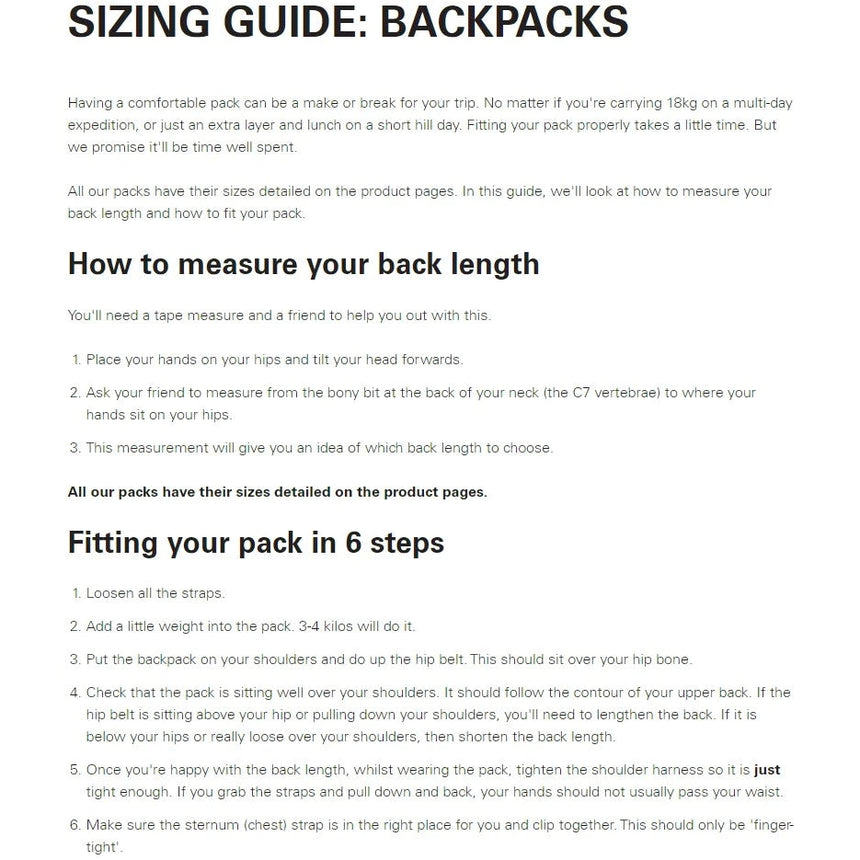 Rab Aeon Lt 12L Lightweight Pack Outdoor Action - Size Guide